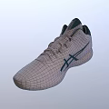 ASICS White And Blue Mid Top Basketball Shoes With Breathable Holes And White Sole