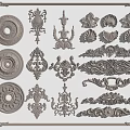 European-style Carved Line Carved Roman Column Plaster Line Corner Column 3d model