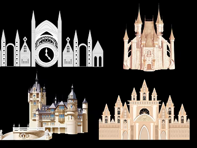 Decorative Castle Shaped Hangings With Intricate Patterns And Various Styles For Home Decor 3d model