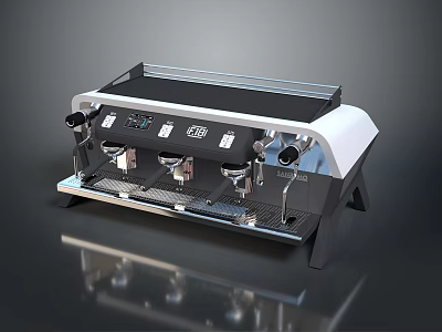 Modern Black And White Coffee Machine With Stainless Steel Parts Multiple Spouts And Control Panel 3d model