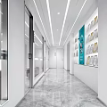 Modern Elevator Hallway Interior With Glass Doors White Walls And Display Posters 3d model