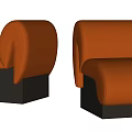 Modern Orange Leather Single Sofa With Curved Backrest And Square Base 3d model