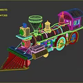 Detailed Black Steam Train Model Featuring Red Car Brown Roof Front Light And Wheels