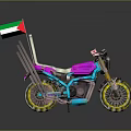 Vibrant Modern Motorcycle With UAE Flag Pink Blue Yellow Colors Cyberpunk Styling Details