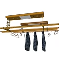Retractable Ceiling Mounted Electric Clothes Hanger with Metal Rods Drying Towels and Clothes