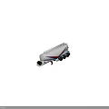 Functional Tanker Trailer For Liquid Transport With White Body Red Blue Stripes And Multiple Wheels