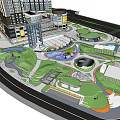 Modern Residential Landscape Design With Green Spaces Plaza Water Features And Walking Paths