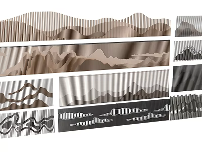 Modern Feature Wall Design With Wave Patterns And Striped Textures In Brown Gray Tones 3d model
