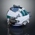 Modern Fashion Helmet With White Green Straps And Decorative Details