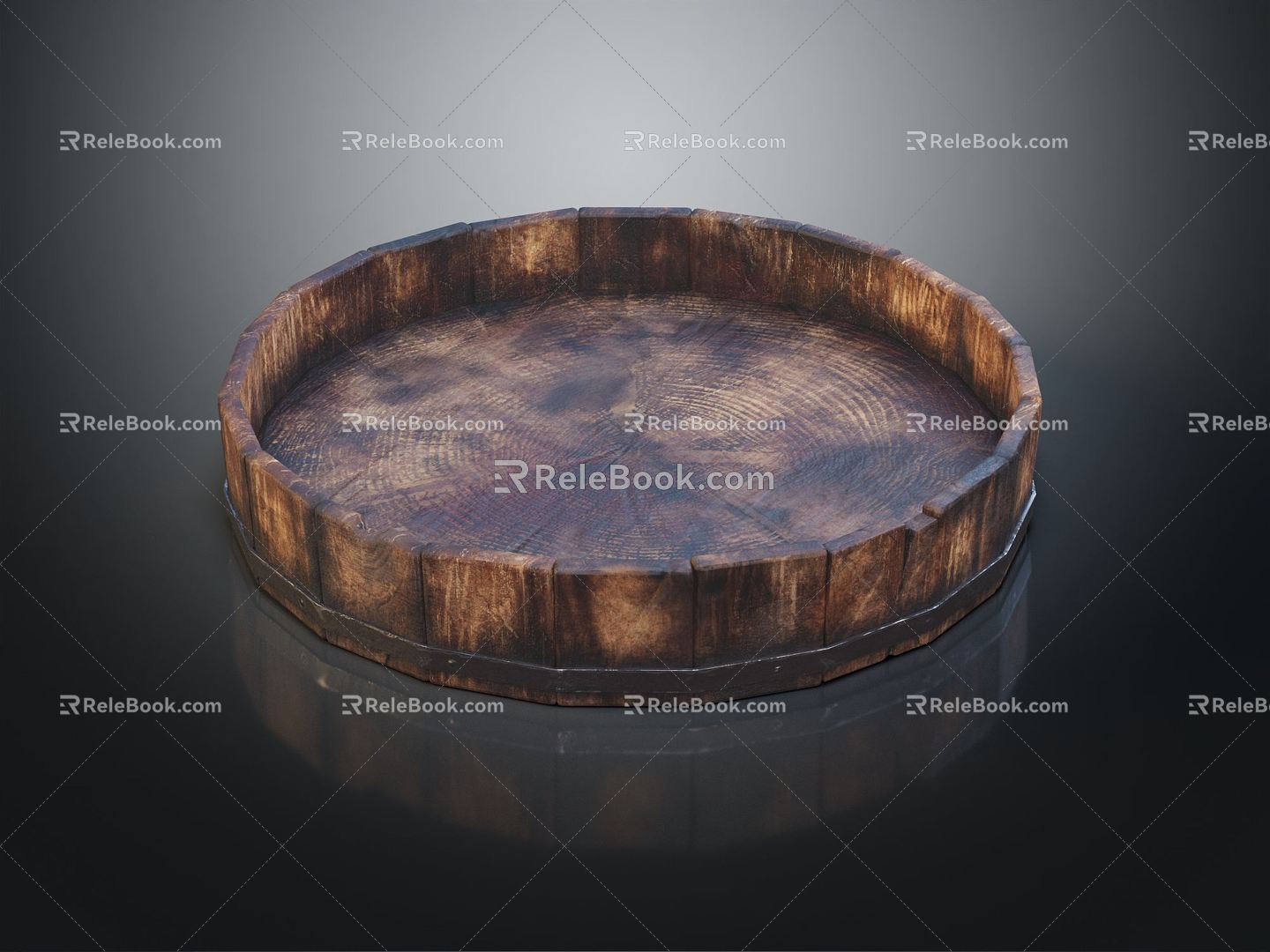 Modern bath basin large wooden basin 3d model