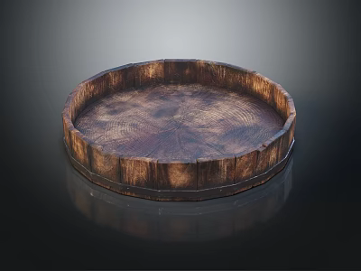 Wooden Round Tray for Washing Daily Use Organizing Toiletries and Cleaning Supplies 3d model