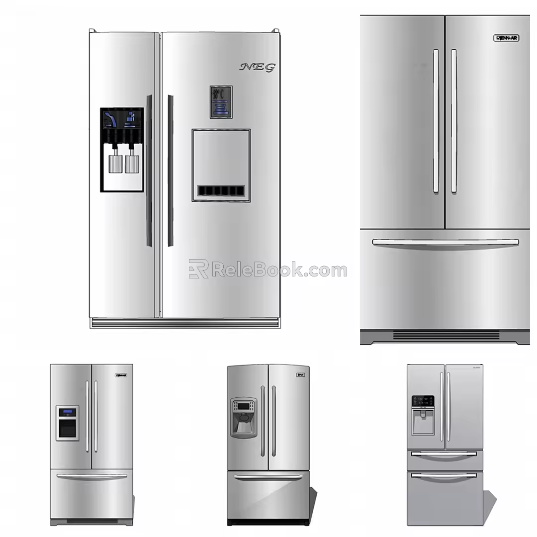 Modern refrigerator combination 3d model