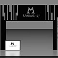 Black and White Striped Display Archway With Lvenusheji Logo Design