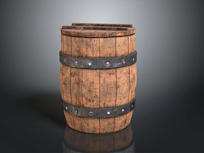 Vintage Wooden Barrel With Natural Wood Grain And Metal Hoop Details For Daily Use 3d model
