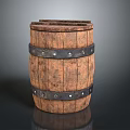 Vintage Wooden Barrel With Natural Wood Grain And Metal Hoop Details For Daily Use