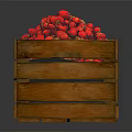 Fresh Red Strawberries Filled in Wooden Crate With Yellow Seeds On Dark Background