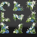 Elegant Blue And White Floral Arrangements In Decorative Vases For Home Decor