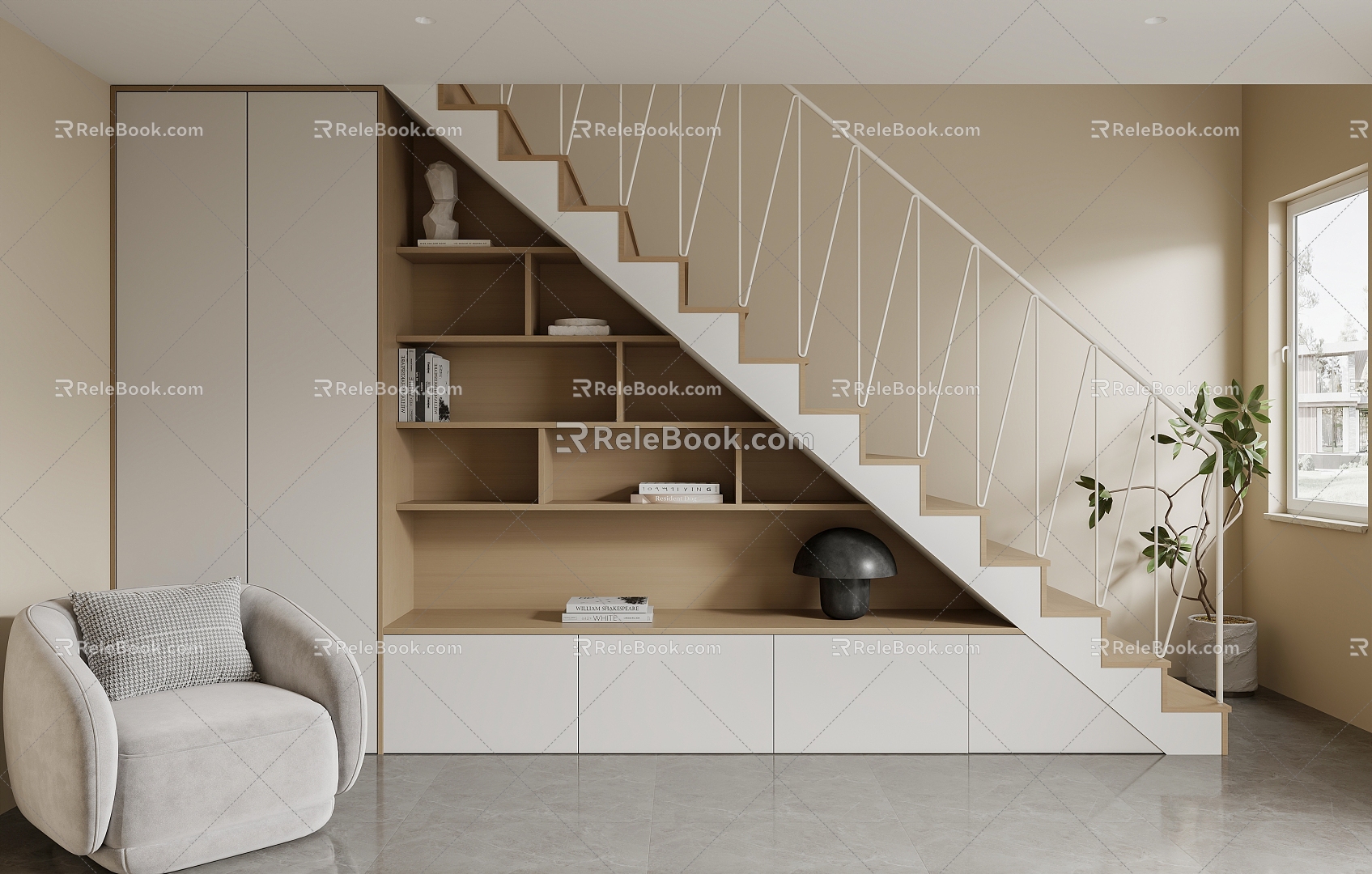 Staircase Staircase Bookcase 3d model