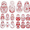 Traditional Matryoshka Doll Pendants With Red Decorative Patterns And Various Designs