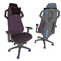Ergonomic Modern Gaming Office Chair With Sporty Tech Design Purple Gray Color Wheels Armrests