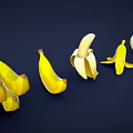 Fresh Bananas in Various Stages of Peeled and Unpeeled Arranged on Dark Background