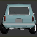3D Rendered Light Blue Station Wagon on Gray Background with Reflection
