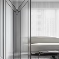 Modern Glass Partition Design For Stylish Bedroom Interior With Geometric Patterns 3d model