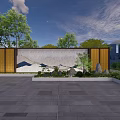 Scenic Wall With Mountain Pattern Surrounded By Trees Stones And Green Plants