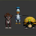 Colorful Cartoon Animal Characters Featuring Brown Lion Blue Winged Bird And Yellow Turtle