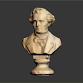 Elegant Classical Marble Bust Sculpture With Pedestal On Dark Background