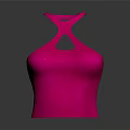 Stylish Pink Halter Neck Sleeveless Fitted Top With Front Cutout Design