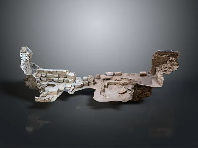 Wood and Stone Abstract Sculpture With Geometric Shapes And Natural Textures 3d model