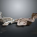 Wood and Stone Abstract Sculpture With Geometric Shapes And Natural Textures