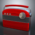 Retro Portable Speaker With Red Wooden Texture Silver Knobs And Handle 3d model