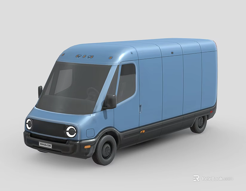Blue Modern Cargo Van With Sleek Body For Commercial Delivery Use 3d model 