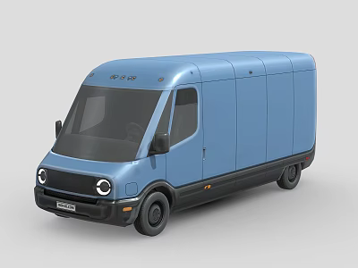 Blue Modern Cargo Van With Sleek Body For Commercial Delivery Use 3d model