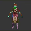 A Bearded Man In Red Turban With Ornate Armor Patterned Robe Arm Guards And Boots