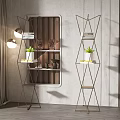Geometric Metal Shelving Units With Potted Plants In Modern Interior Decor