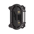 Vintage Black Metal Wall Light with Transparent Glass Shade and Cage Design