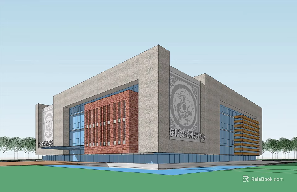 Shaanxi University of Chinese Medicine Building Exterior With Traditional Patterns And Modern Architectural Design 3d model 