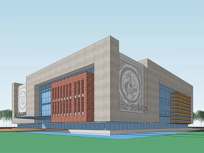 Shaanxi University of Chinese Medicine Building Exterior With Traditional Patterns And Modern Architectural Design 3d model