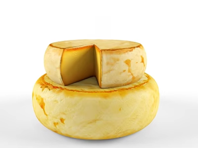 Creamy Stacked Cheese Wheels With Sliced Portion Showing Smooth Interior Texture 3d model