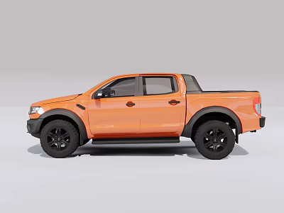 Orange Double Cab Pickup Truck With Black Wheels And Modern Exterior Design 3d model