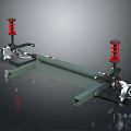 Automotive Suspension System With Red Springs Shock Absorbers And Metal Frame