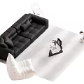 Black Sectional Sofa In Modern Living Space With White Rug And Accent Chairs