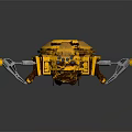 Yellow Mechanical Creature With Rusty Surface Multiple Legs And Clawed Appendages 3d model