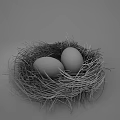 Natural Straw Nest With Two White Eggs On Clean White Background 3d model