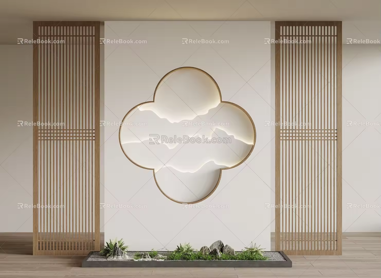 New Chinese style lattice partition 3d model