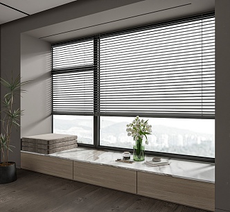 Modern Bay Window Blinds 3d model