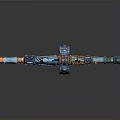 Artistic Decorative Blue And Orange Gun With Ornate Patterns Wooden Grip And Metal Barrel